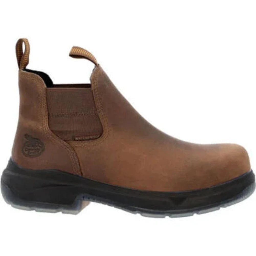 GEORGIA BOOT FLX POINT ULTRA MEN'S COMPOSITE TOE WATERPROOF CHELSEA BOOTS GB00553 IN BROWN - TLW Shoes