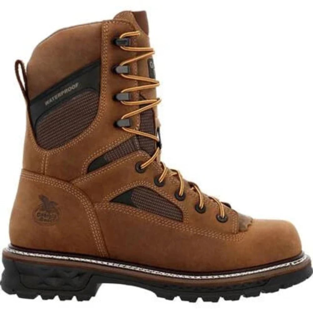 GEORGIA BOOT LTX LOW HEEL LOGGER MEN'S COMPOSITE TOE WATERPROOF WORK BOOTS GB00669 IN BROWN - TLW Shoes