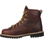 GEORGIA BOOT LOW HEEL LOGGER MEN'S WATERPROOF BOOTS GBOT052 IN BROWN - TLW Shoes