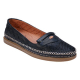 Ginger Black Perforated Leather Flats - TLW Shoes