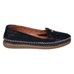 Ginger Black Perforated Leather Flats - TLW Shoes