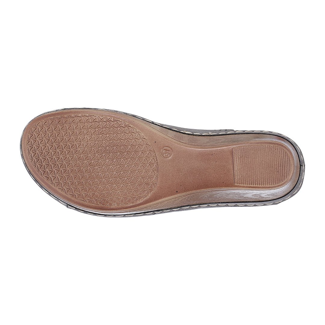 Gisele Pewter Wedge Sandals - TLW Shoes