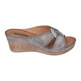 Gisele Pewter Wedge Sandals - TLW Shoes