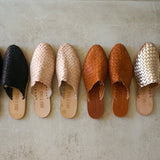 HAND WOVEN LEATHER SLIDES // CAMEL - TLW Shoes