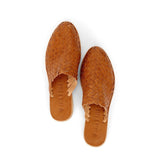 HAND WOVEN LEATHER SLIDES // CAMEL - TLW Shoes