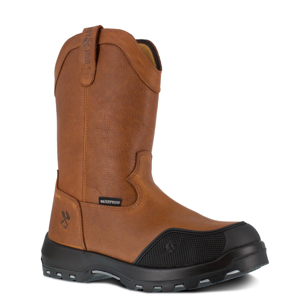 IRON AGE 10" MEN''S WORK BOOT WATERPROOF WELLINGTON COMPOSITE TOE IMMORTALIZER IA0190 IN BROWN - TLW Shoes