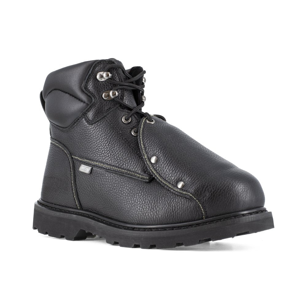 IRON AGE 6" MEN'S WORK BOOT WITH EXTERNAL MET GUARD STEEL TOE GROUNDBREAKER IA5016 IN BLACK - TLW Shoes