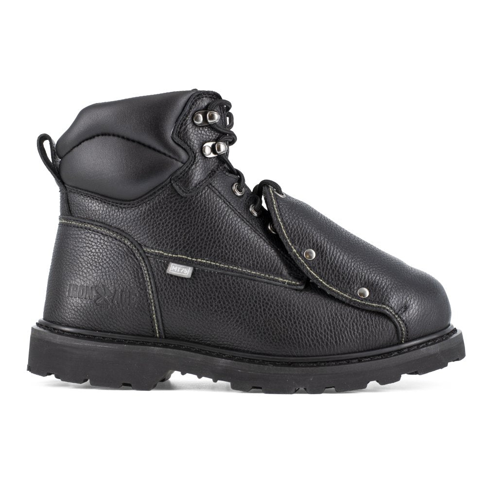 IRON AGE 6" MEN'S WORK BOOT WITH EXTERNAL MET GUARD STEEL TOE GROUNDBREAKER IA5016 IN BLACK - TLW Shoes