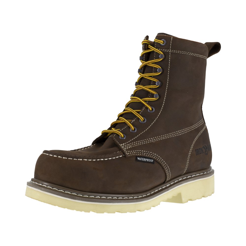 IRON AGE 8" MEN'S WORK BOOT WATERPROOF COMPOSITE TOE SOLIDIFIER IA5082 IN BROWN - TLW Shoes