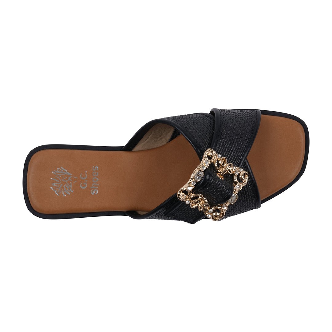 Women's Ivy Black Woven Flat Sandals - TLW Shoes