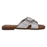 Women's Ivy white Woven Flat Sandals - TLW Shoes
