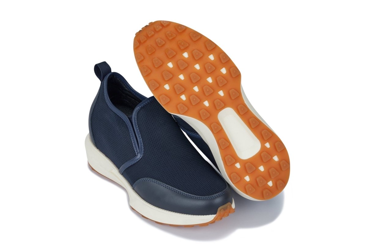 CALTO - J1435 - 3.3 Inches Taller (Dark Blue) - Casual Chunky Sole Sneaker Loafers - TLW Shoes