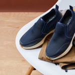 CALTO - J1435 - 3.3 Inches Taller (Dark Blue) - Casual Chunky Sole Sneaker Loafers - TLW Shoes