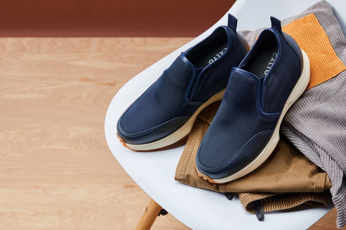 CALTO - J1435 - 3.3 Inches Taller (Dark Blue) - Casual Chunky Sole Sneaker Loafers - TLW Shoes