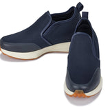 CALTO - J1435 - 3.3 Inches Taller (Dark Blue) - Casual Chunky Sole Sneaker Loafers - TLW Shoes