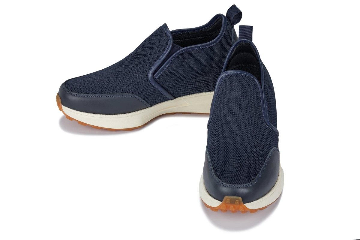 CALTO - J1435 - 3.3 Inches Taller (Dark Blue) - Casual Chunky Sole Sneaker Loafers - TLW Shoes