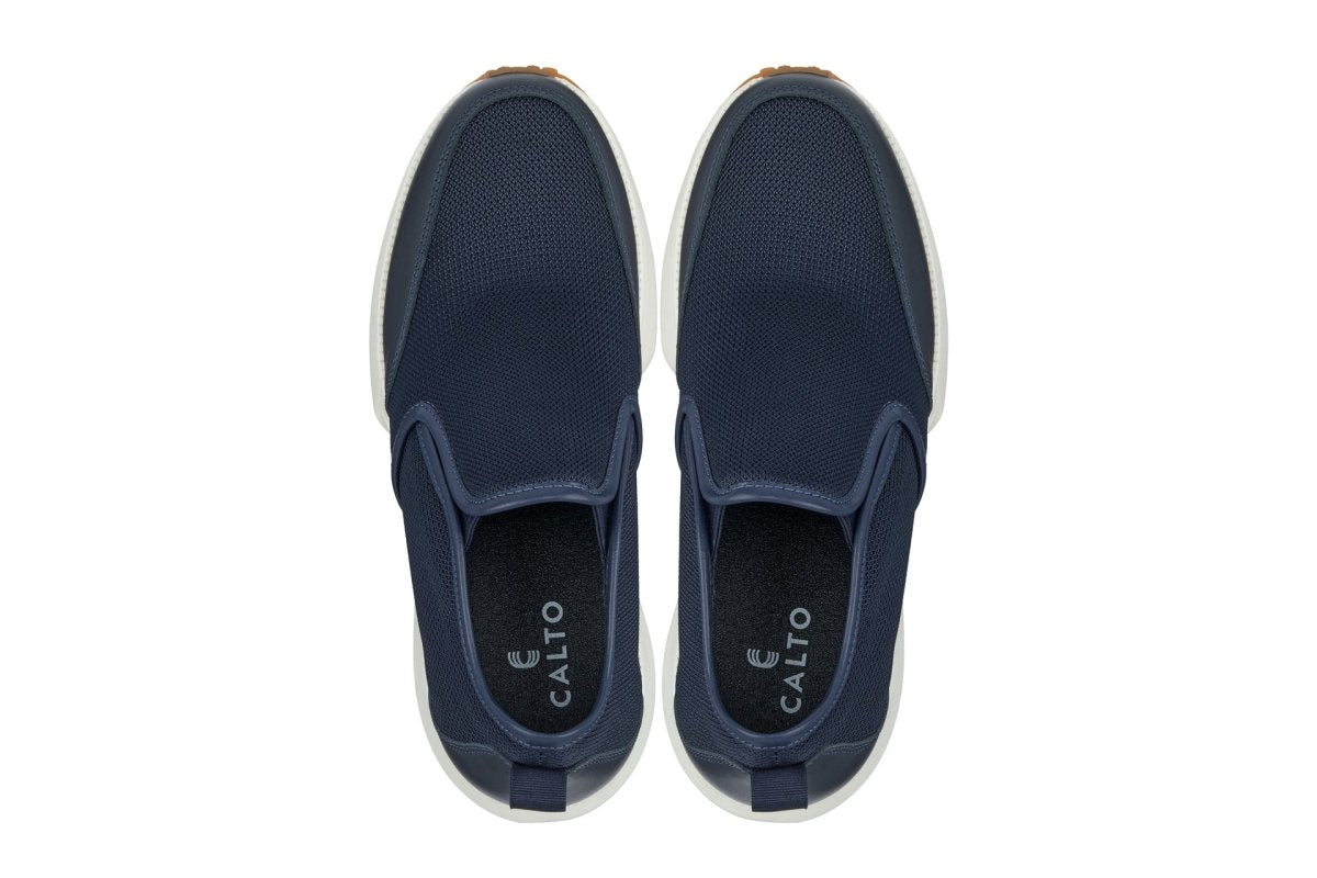 CALTO - J1435 - 3.3 Inches Taller (Dark Blue) - Casual Chunky Sole Sneaker Loafers - TLW Shoes