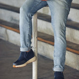 CALTO - J1435 - 3.3 Inches Taller (Dark Blue) - Casual Chunky Sole Sneaker Loafers - TLW Shoes