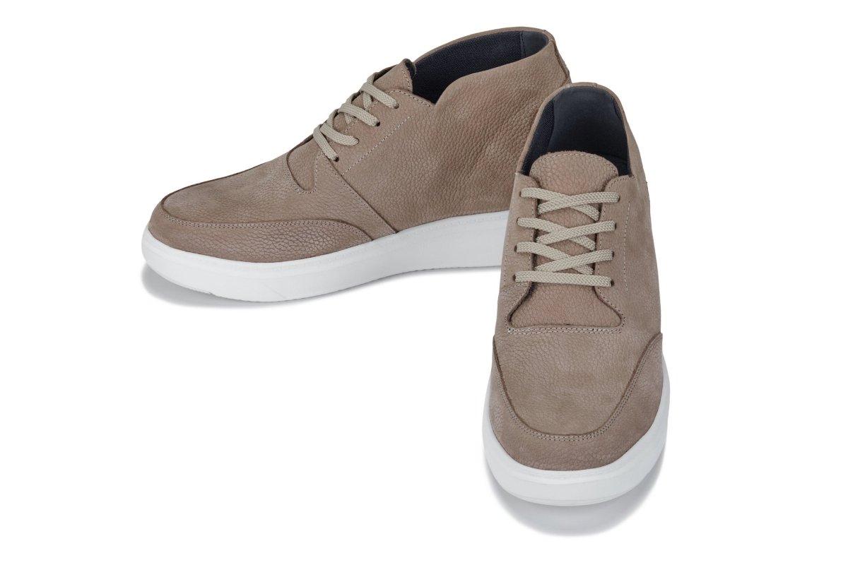 CALTO - J1770 - 3.2 Inches Taller (Khaki) - Casual Chunky Sole Boots – Soft Pebble Grain Nubuck Leather - TLW Shoes