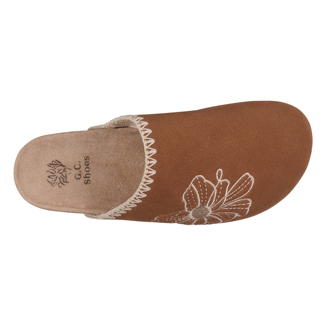 Women's Jamie Cognac Slide Footbed Clogs - TLW Shoes