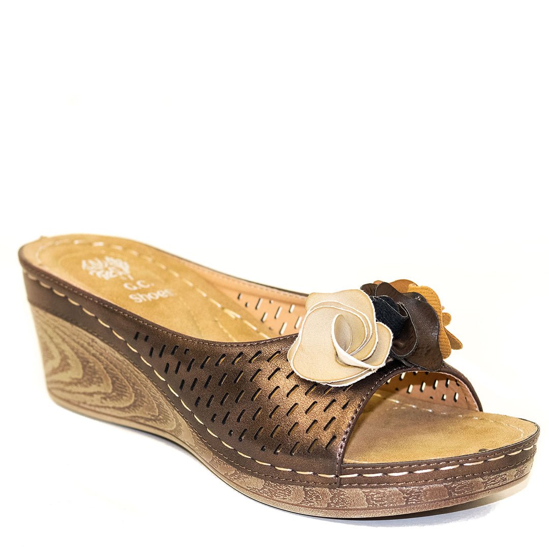 Women's Juliet Bronze Wedge Sandals - TLW Shoes