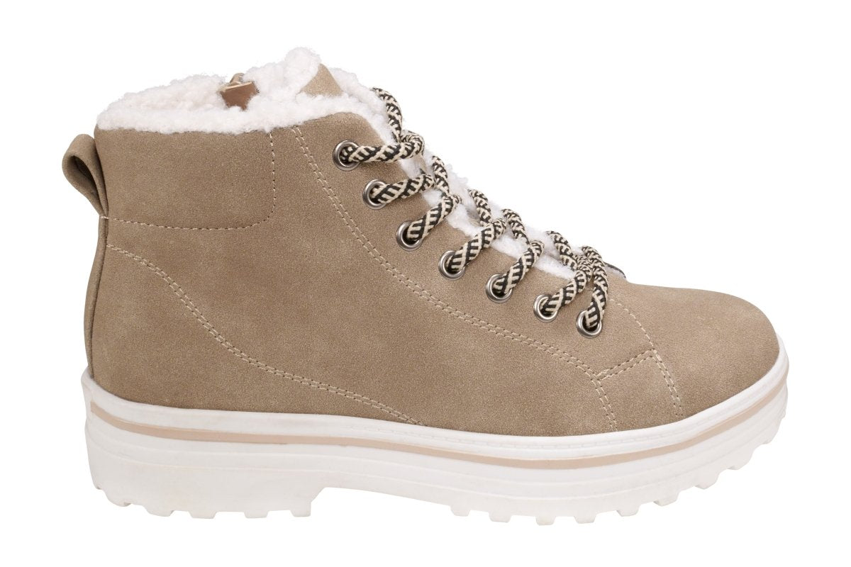 Justine Lace - up Taupe Bootie - TLW Shoes