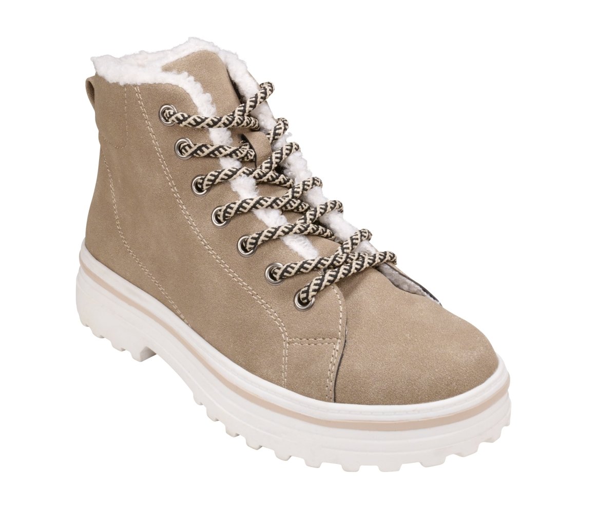 Justine Lace - up Taupe Bootie - TLW Shoes