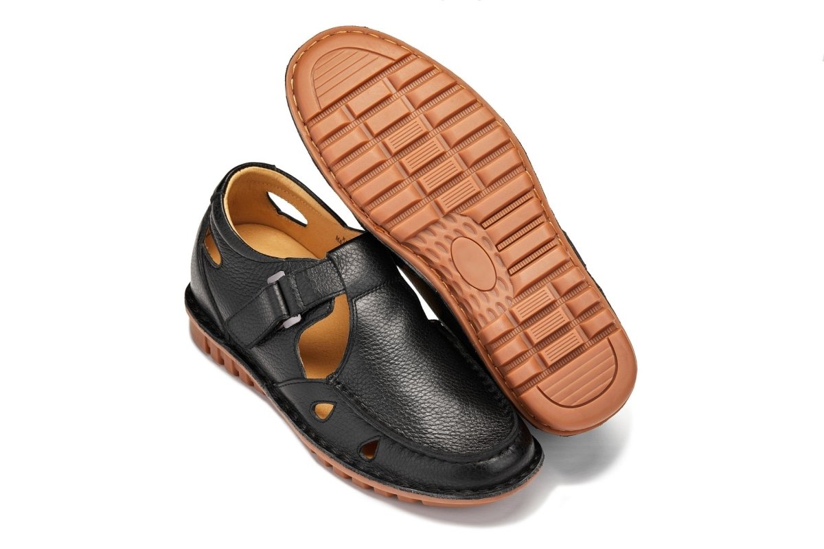 CALTO - K0751 - 2.8 Inches Taller (Black) - Lightweight Casual Fisherman Sandal - TLW Shoes