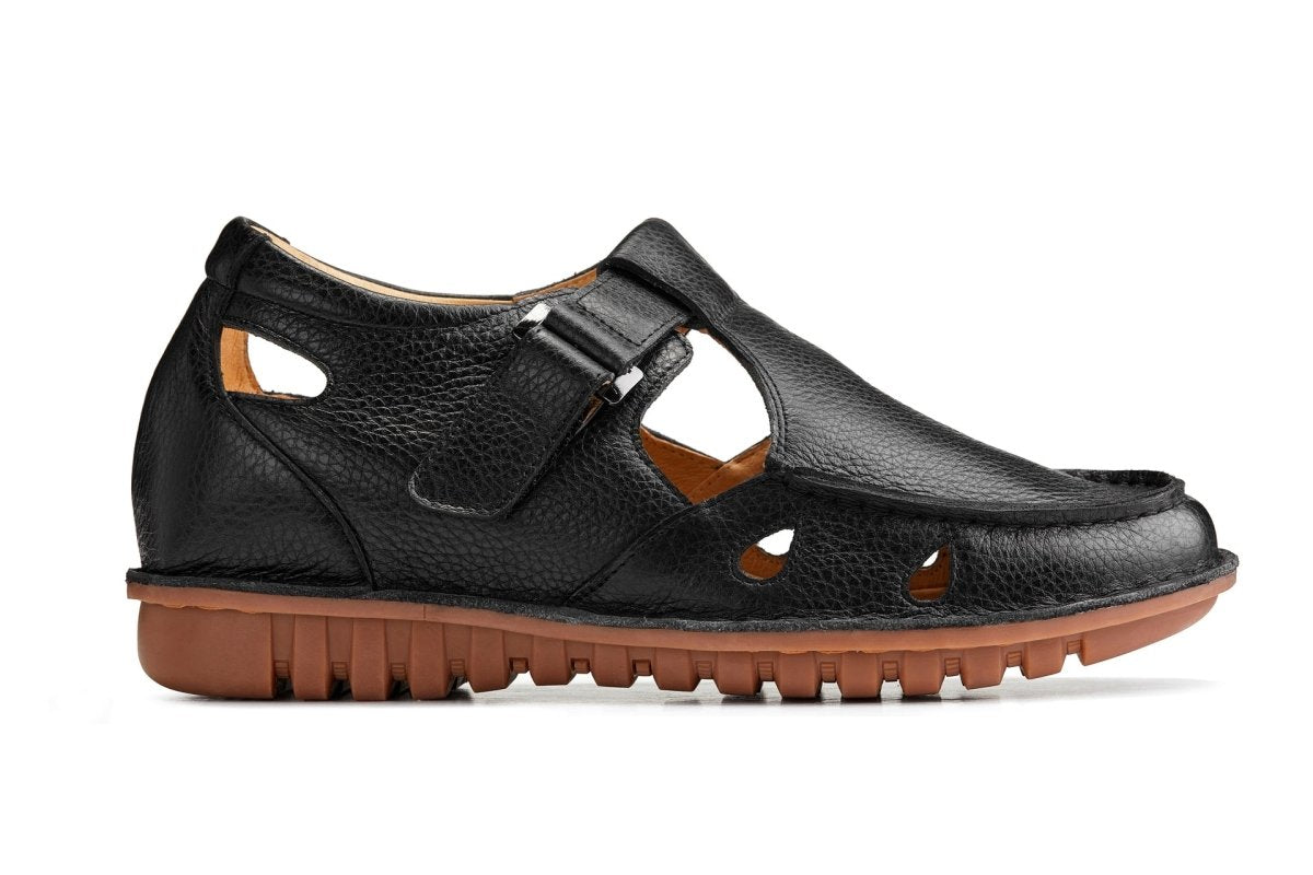 CALTO - K0751 - 2.8 Inches Taller (Black) - Lightweight Casual Fisherman Sandal - TLW Shoes