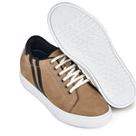 CALTO - K1551 - 2.8 Inches Taller (Nubuck Tan) - Lace Up Casual Sneakers - TLW Shoes