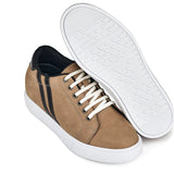 CALTO - K1551 - 2.8 Inches Taller (Nubuck Tan) - Lace Up Casual Sneakers - TLW Shoes