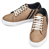 CALTO - K1551 - 2.8 Inches Taller (Nubuck Tan) - Lace Up Casual Sneakers - TLW Shoes