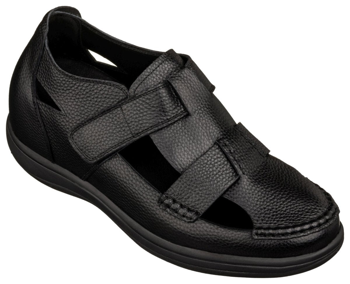 CALTO - K2661 - 3.2 Inches Taller (Black) - Casual Fisherman Sandal - TLW Shoes