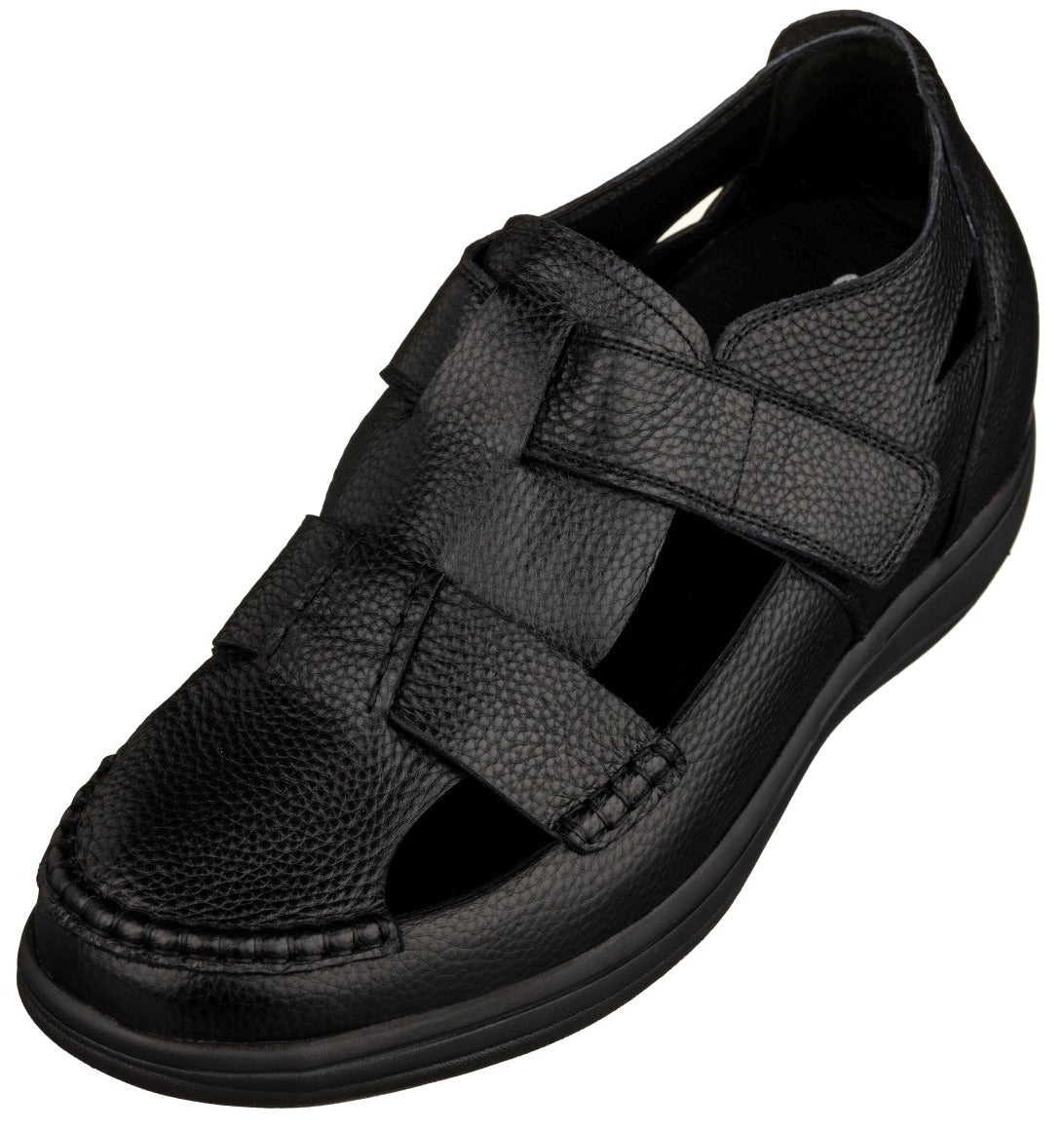 CALTO - K2661 - 3.2 Inches Taller (Black) - Casual Fisherman Sandal - TLW Shoes