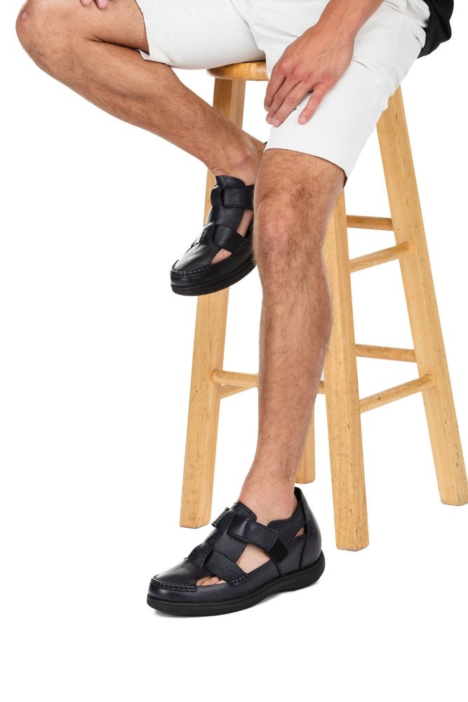 CALTO - K2661 - 3.2 Inches Taller (Black) - Casual Fisherman Sandal - TLW Shoes