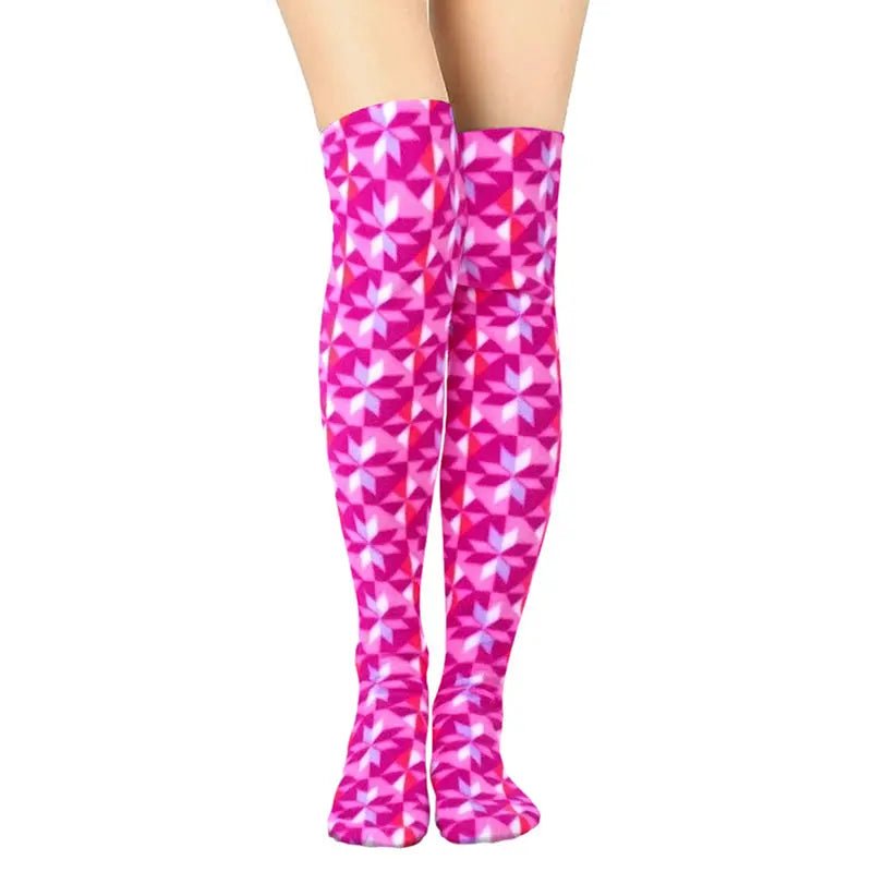 Over The Knee Fleece Socks - Kaleidoscope - TLW Shoes