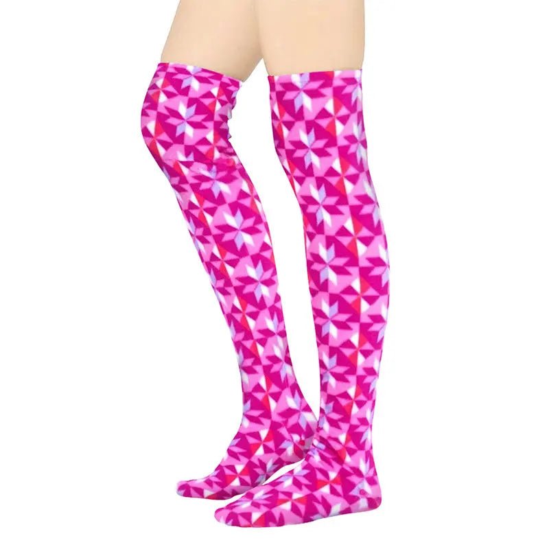 Over The Knee Fleece Socks - Kaleidoscope - TLW Shoes