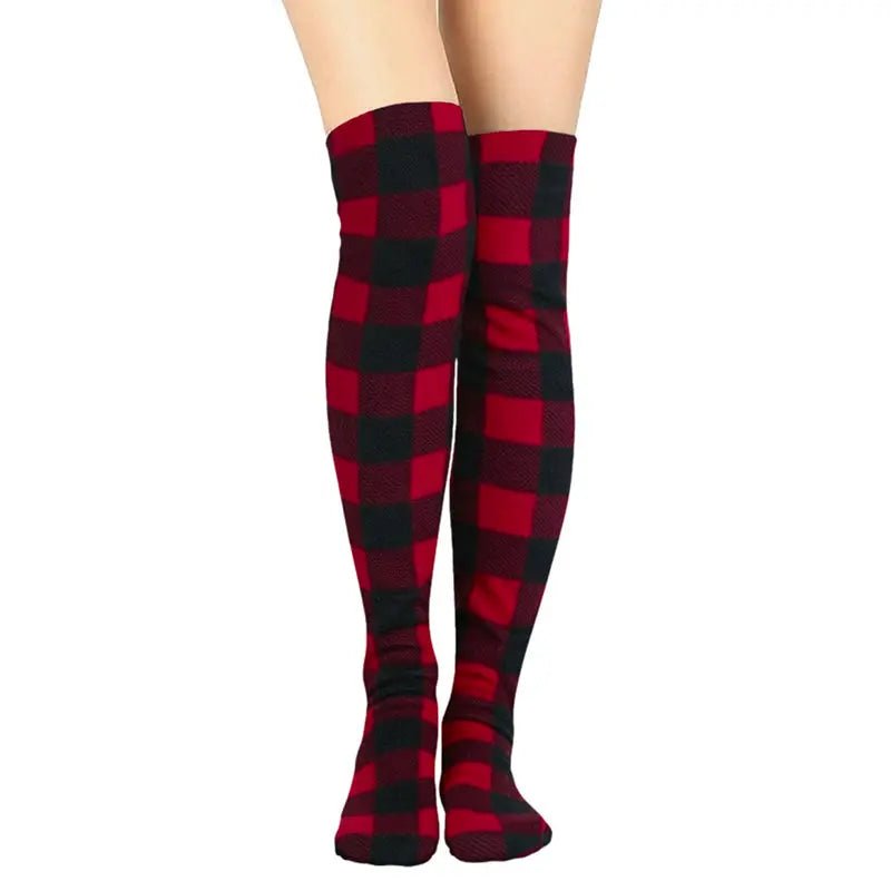 Over - the - Knee Fleece Socks - Lumberjack - TLW Shoes