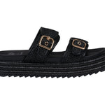 Lorena Black Woven Double Band Slide Platform Sandals - TLW Shoes