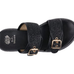 Lorena Black Woven Double Band Slide Platform Sandals - TLW Shoes