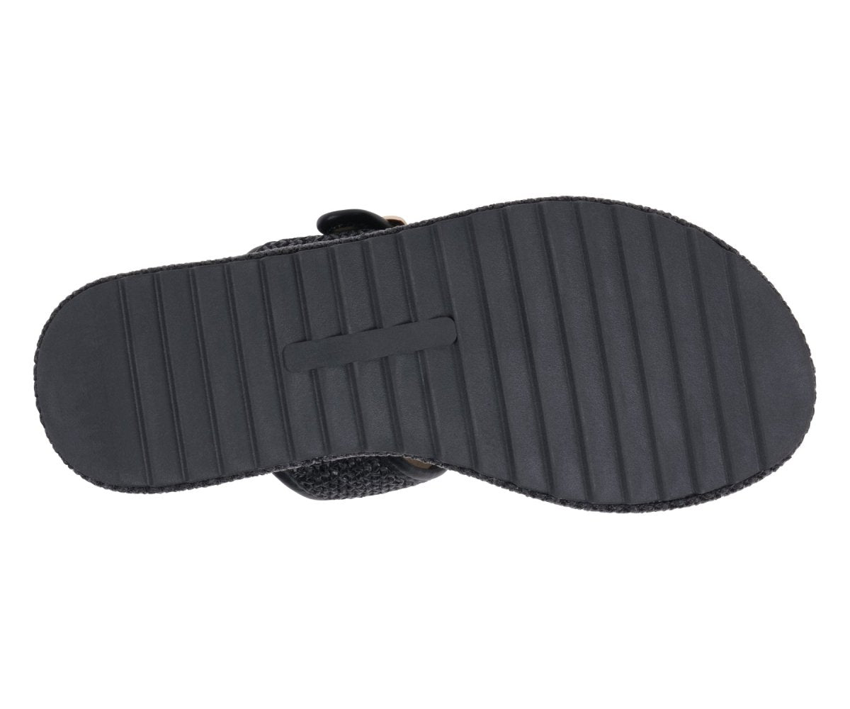 Lorena Black Woven Double Band Slide Platform Sandals - TLW Shoes
