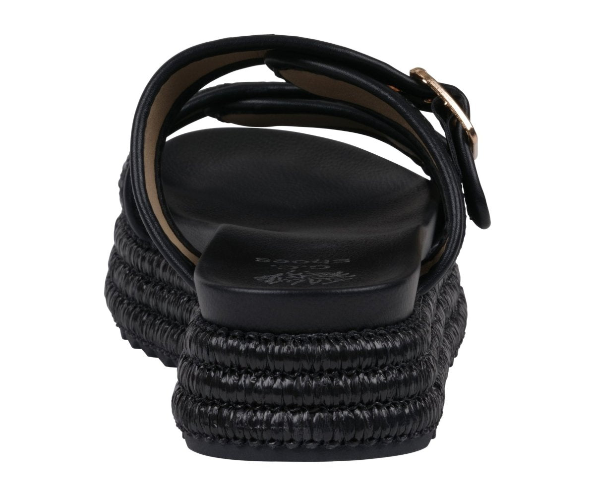 Lorena Black Woven Double Band Slide Platform Sandals - TLW Shoes