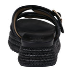Lorena Black Woven Double Band Slide Platform Sandals - TLW Shoes