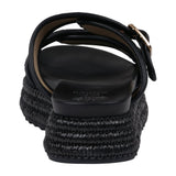 Lorena Black Woven Double Band Slide Platform Sandals - TLW Shoes