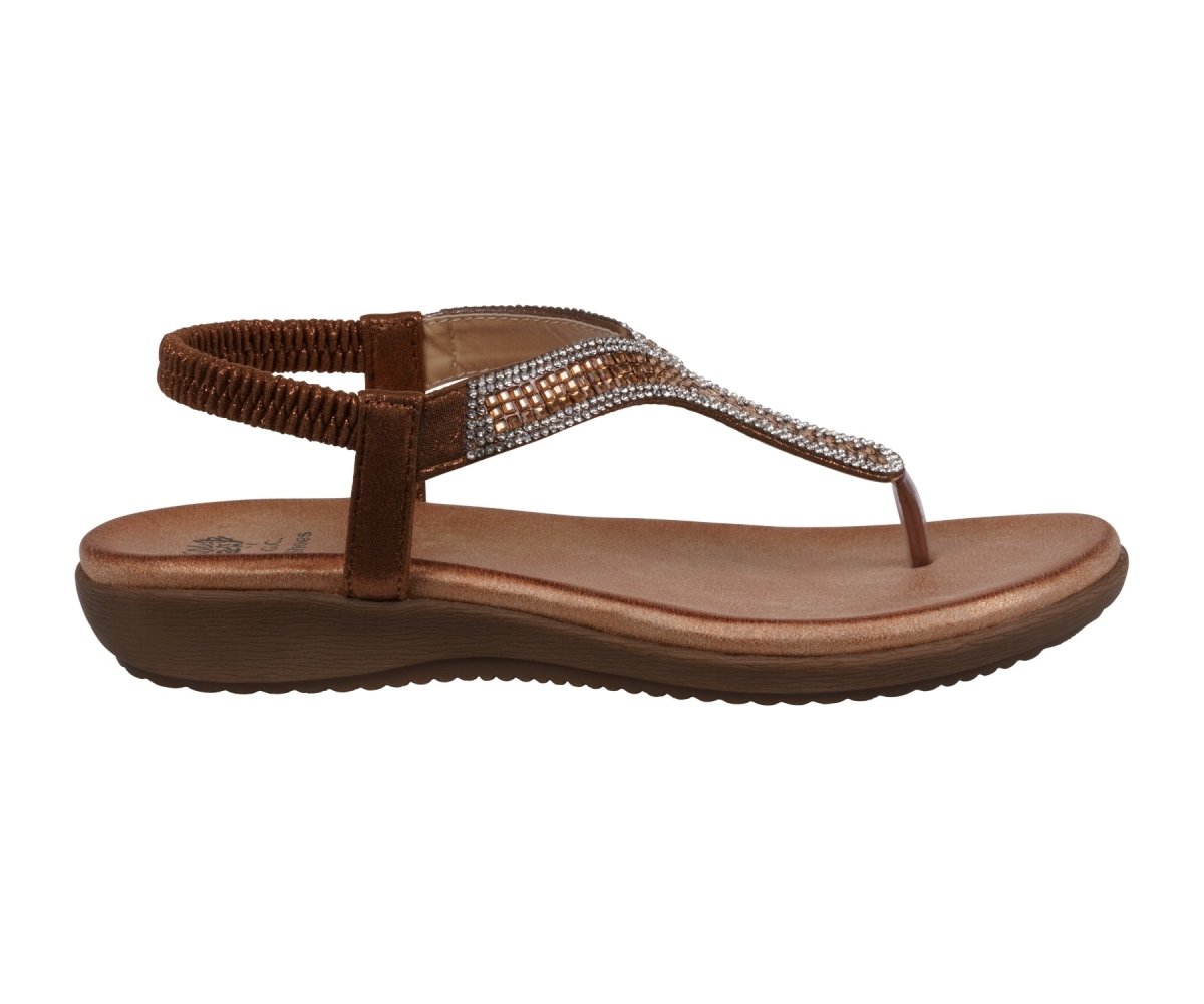 Women's Lori Bronze Embellished Flat Sandals - TLW Shoes