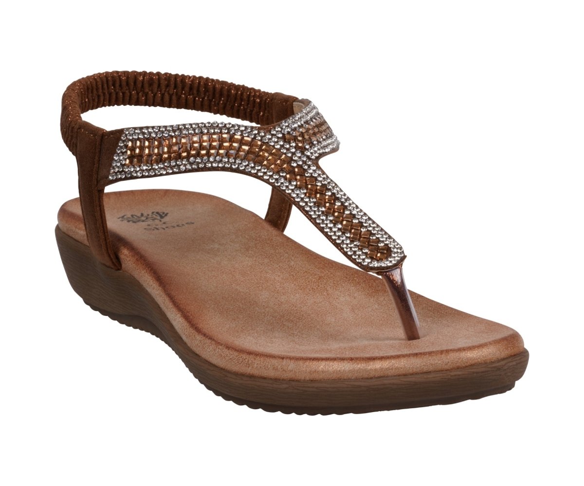 Women's Lori Bronze Embellished Flat Sandals - TLW Shoes