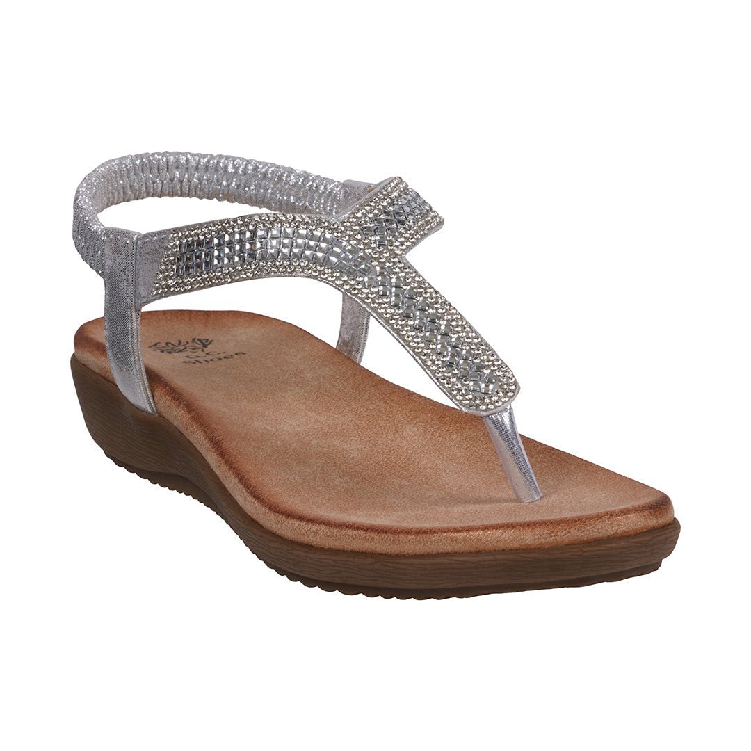 Women's Lori Silver Embellished Flat Sandals - TLW Shoes