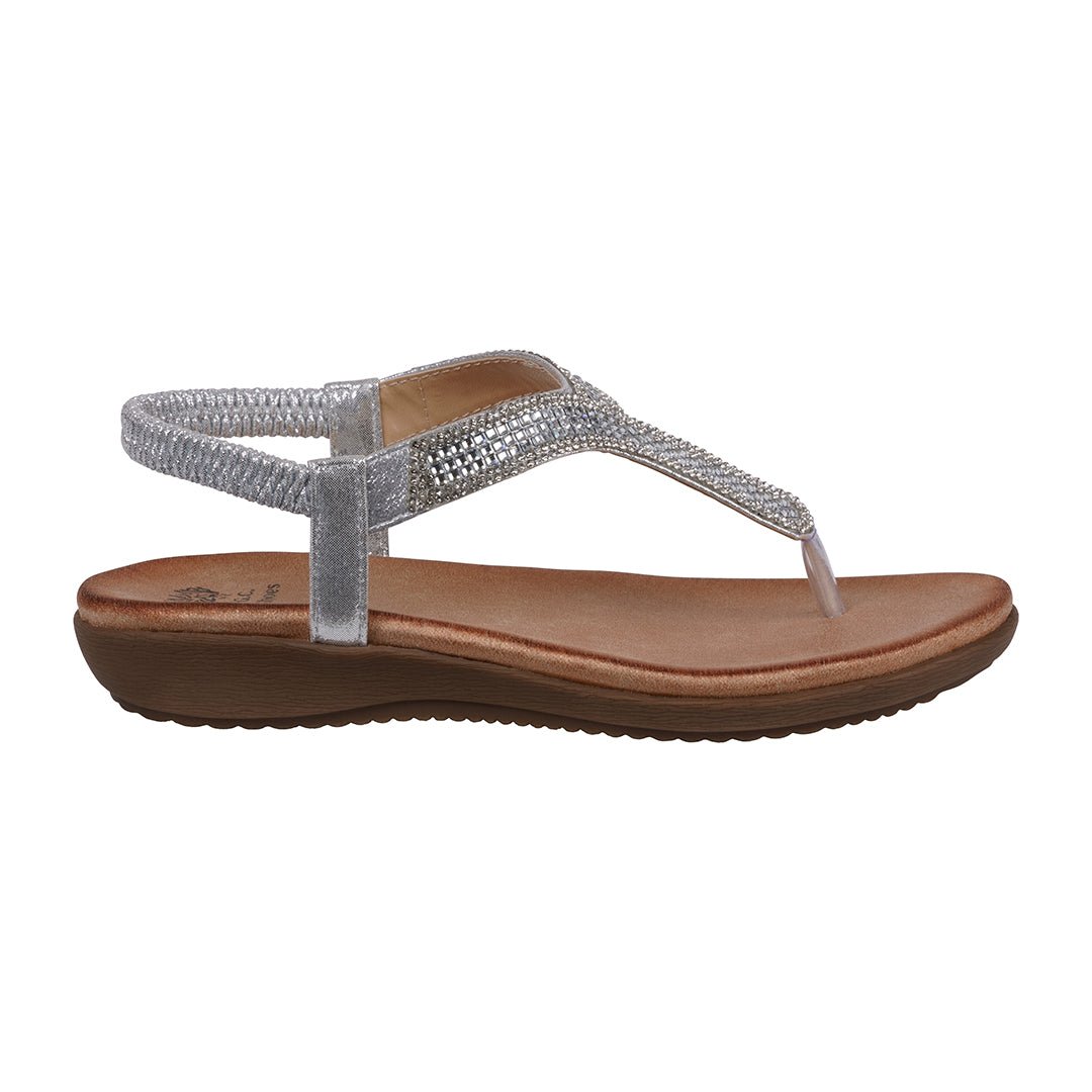 Women's Lori Silver Embellished Flat Sandals - TLW Shoes