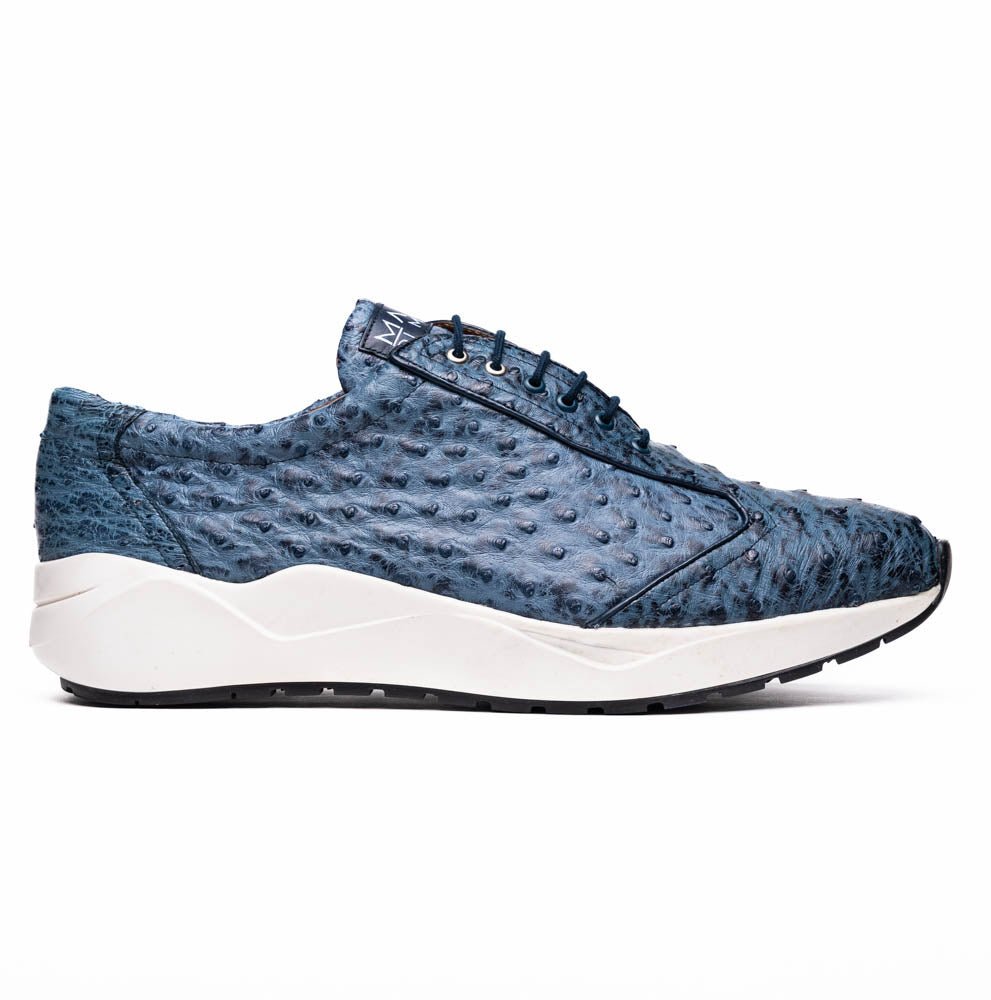 VARENNA – Genuine Ostrich Skin Luxury Sneaker Blue Jeans by Marco Di Milano - TLW Shoes