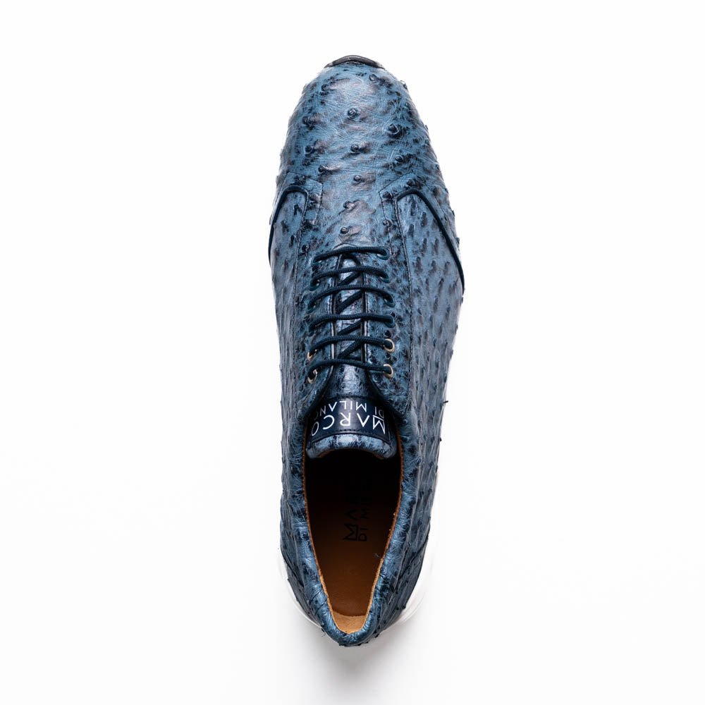 VARENNA – Genuine Ostrich Skin Luxury Sneaker Blue Jeans by Marco Di Milano - TLW Shoes